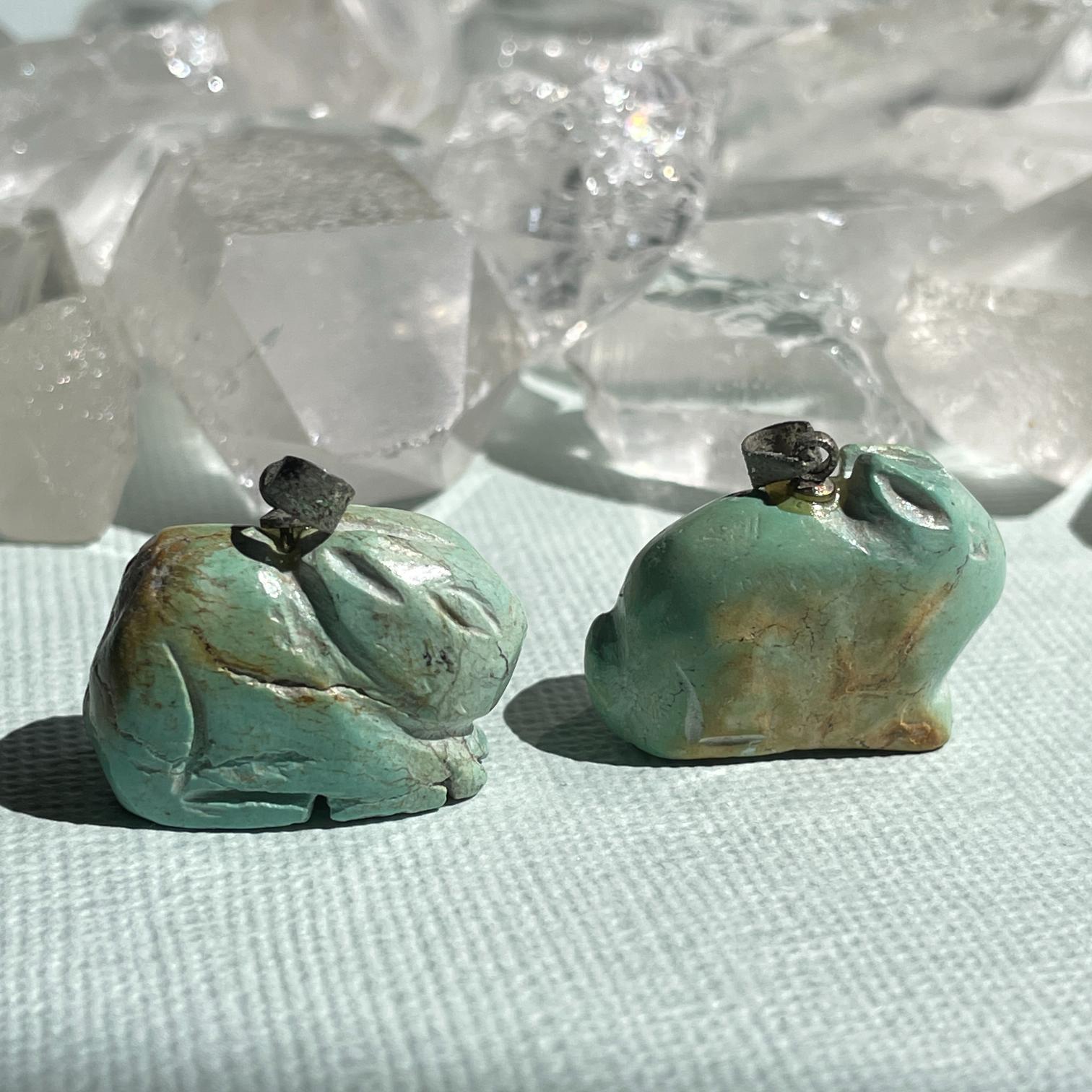 Howlite Turquoise Rabbit Pendants - Pair Howlite Turquoise Rabbit Pendants - Pair